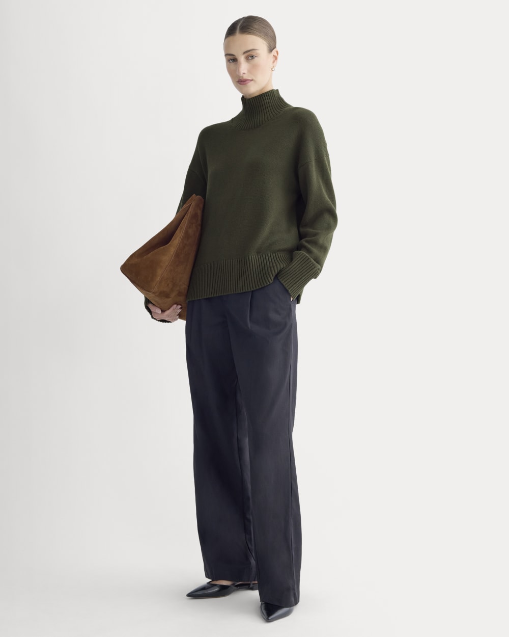 The Boxy Turtleneck in Everyday Cotton | Dark Green - Image 3