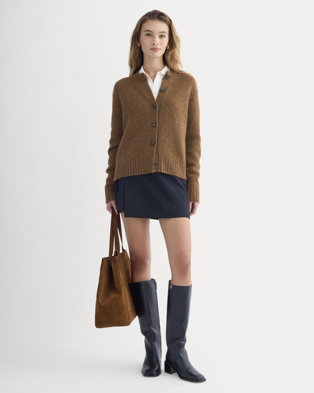 The Crew Cardigan in Alpaca | Toffee - Image 3