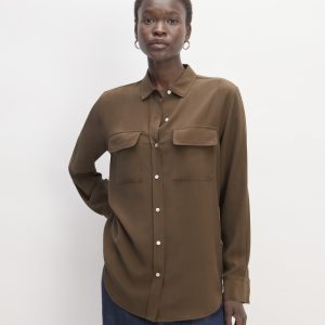 The Utility Shirt in Washable Silk | Cocoa
