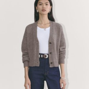 The Boxy Cardigan in Alpaca | Taupe Melange