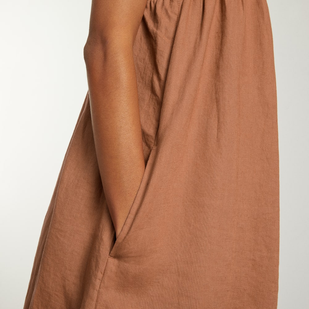 The Smocked Linen Dress | Tawny Brown - Image 5