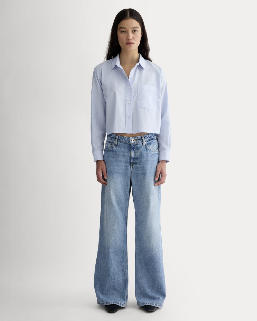 The Way-Short Shirt in Silky Cotton | Chambray Blue - Image 3