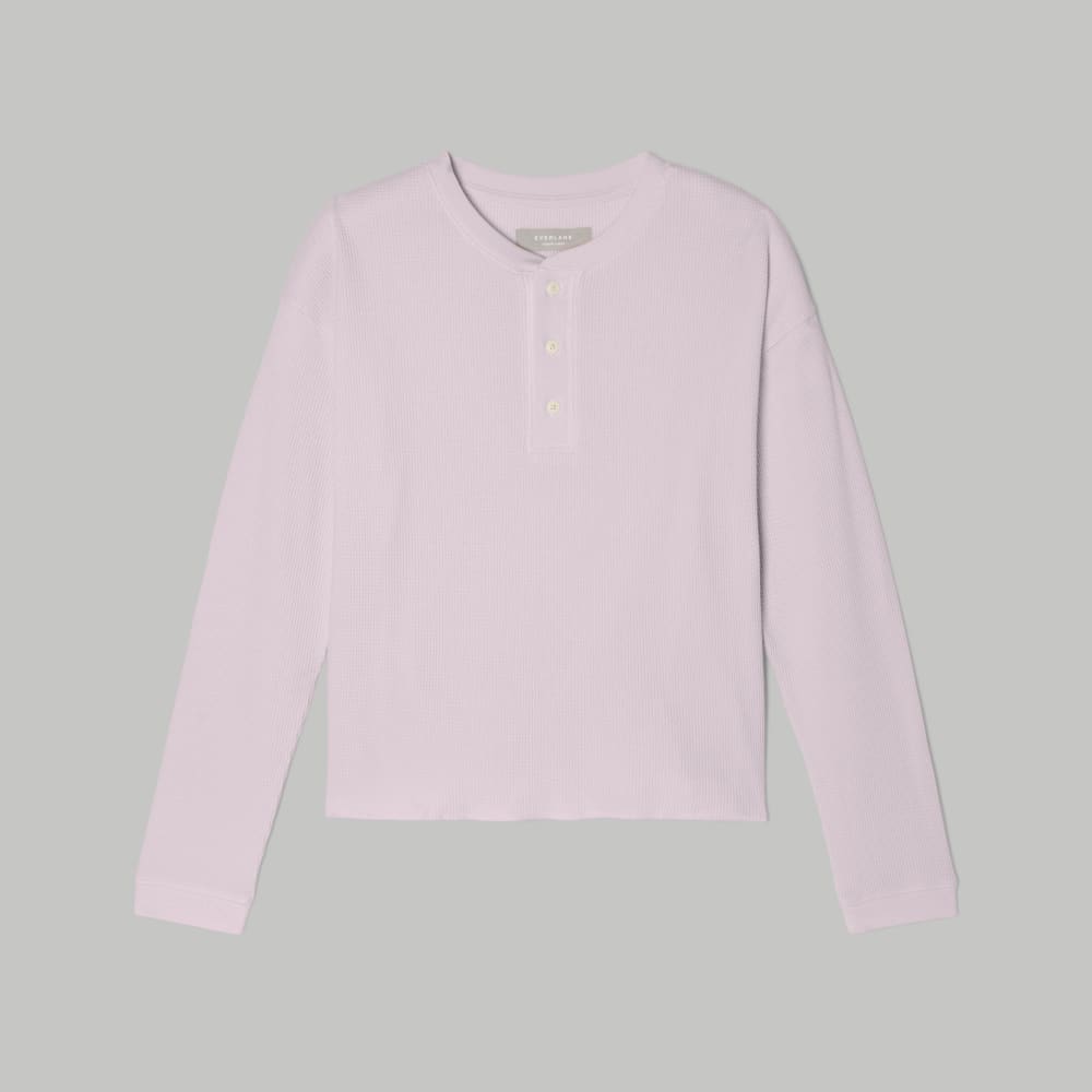 The Organic Cotton Waffle Henley | Light Lilac - Image 6