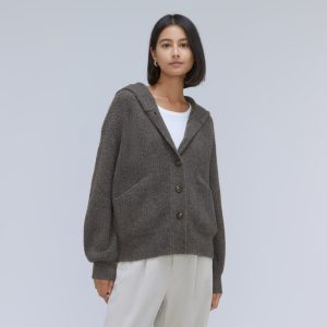 The Cozy-Stretch Hooded Cardigan | Heathered Charcoal