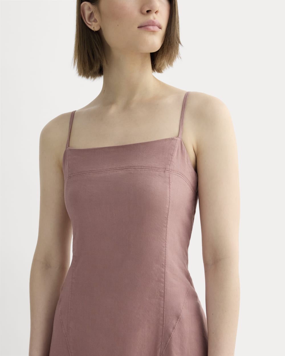 The Seamed Dress in Stretch Linen | Rose Dusk - Image 3
