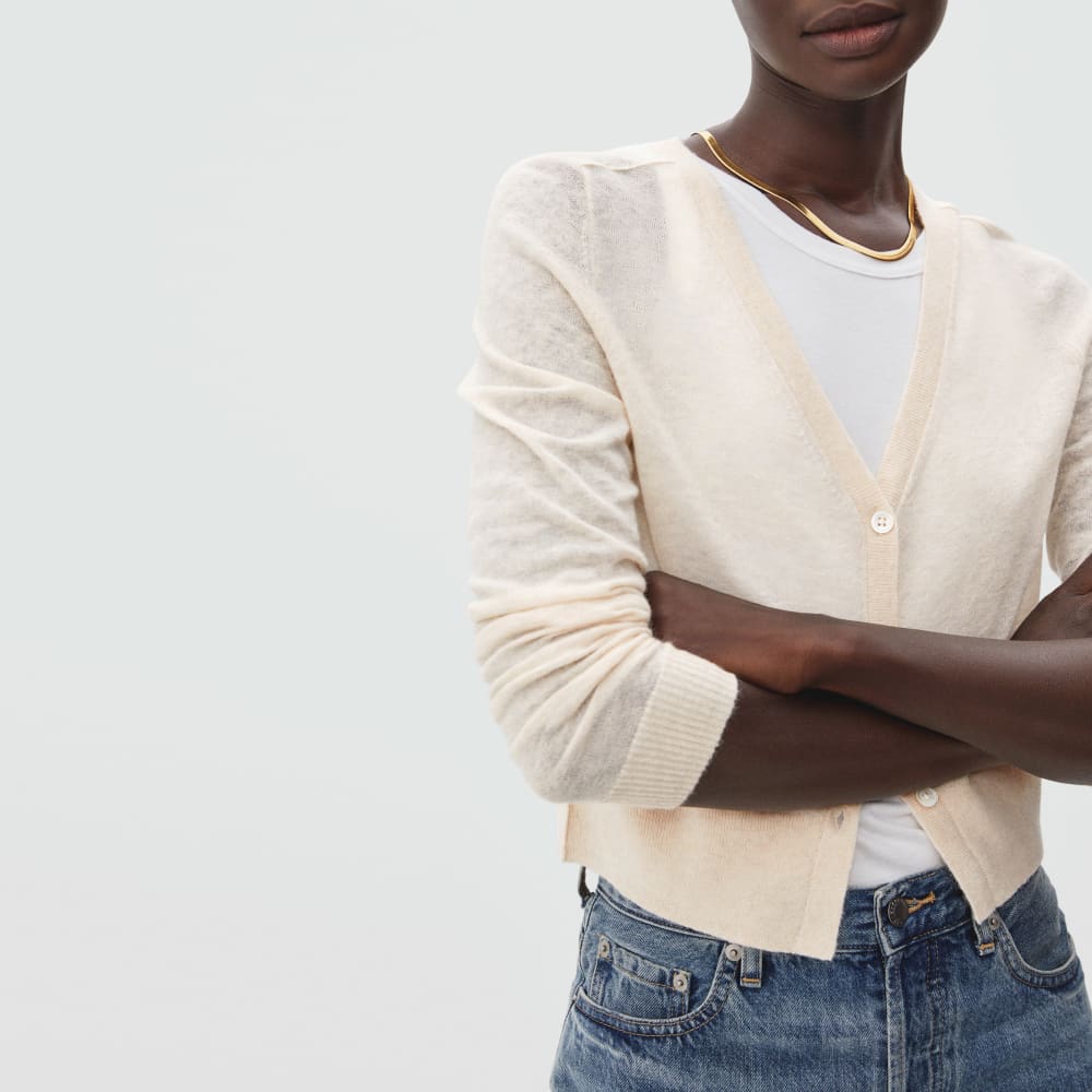 The Featherweight Alpaca Cardigan | Heathered Bone - Image 3