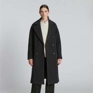 The Italian ReWool? Long Peacoat | Heathered Black