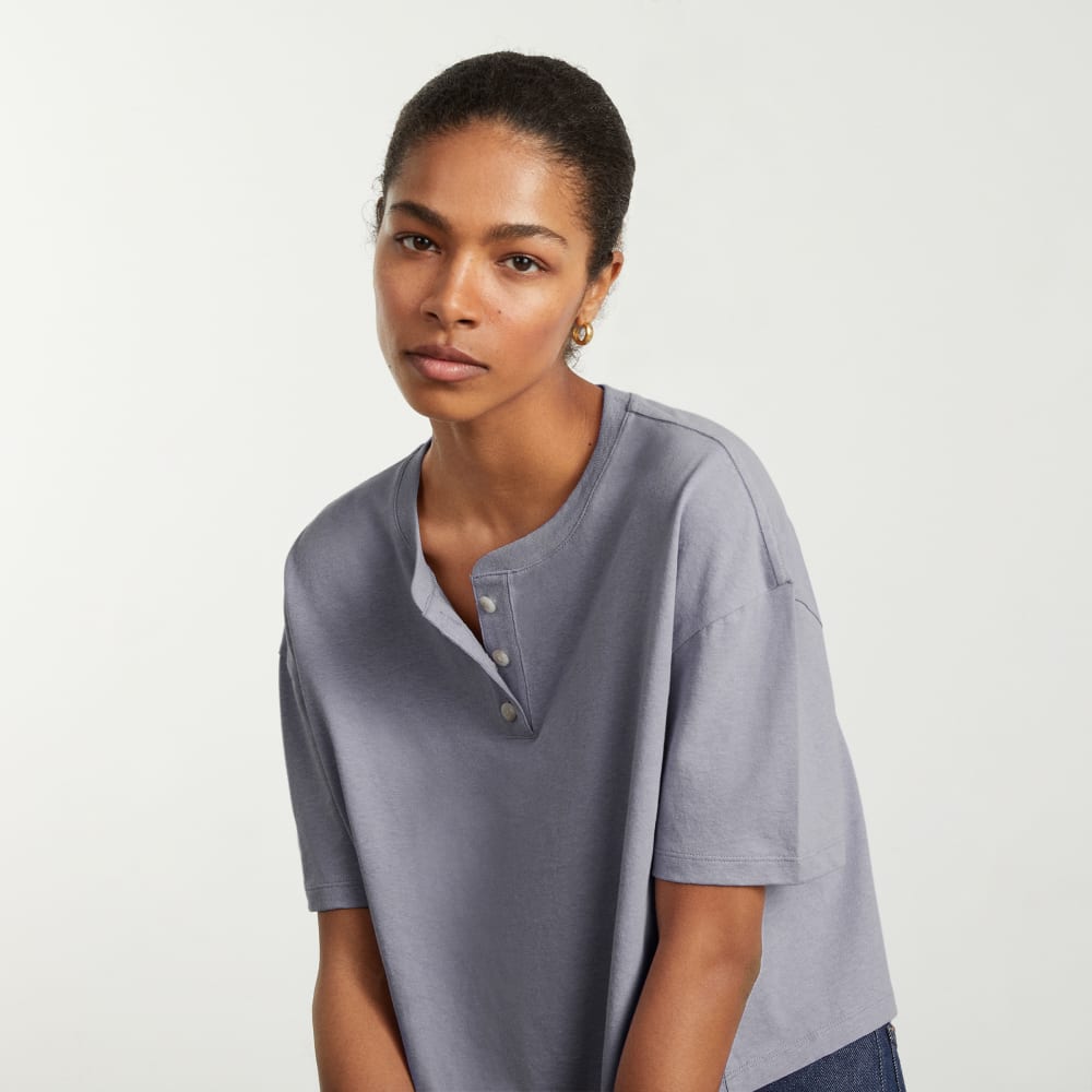 The Vintage Henley Hemp Tee | Lilac Grey - Image 5