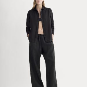 The Drawstring Pant in Linen | Black
