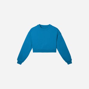 The Organic Cotton Cropped Crew | Horizon Blue