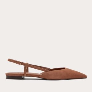 The Studio Slingback Flat | Saddle Brown Suede