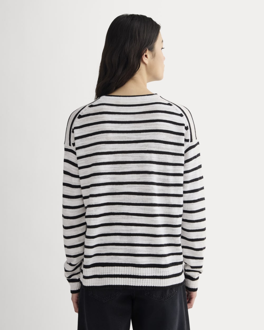 The Slouch Sweater in Cotton Linen | White / Black - Image 5