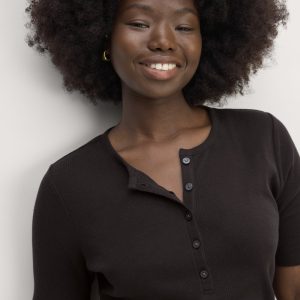 The Vintage Rib Henley | Black