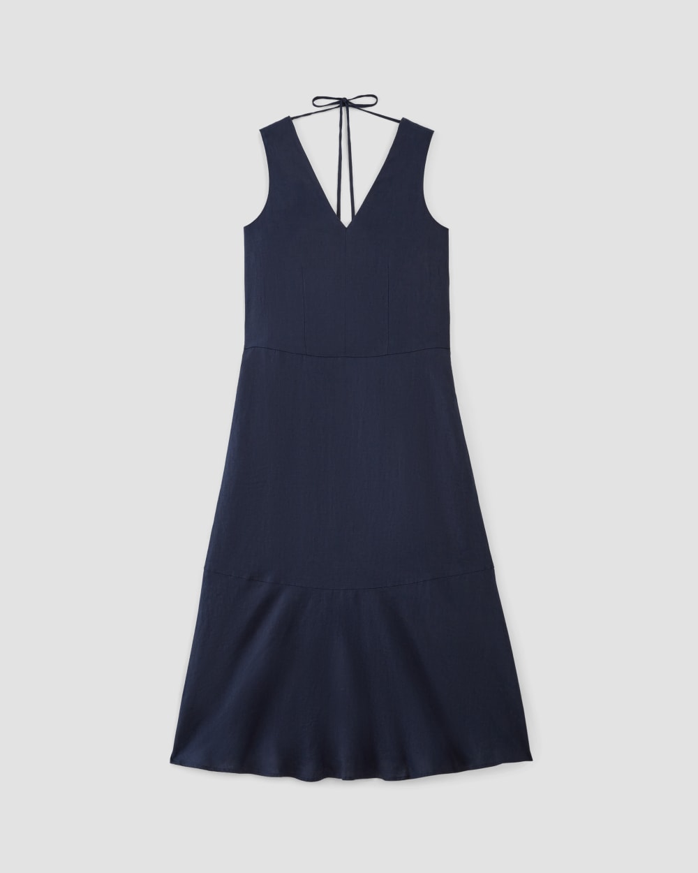 The Linen V-Neck Maxi Dress | Navy - Image 2