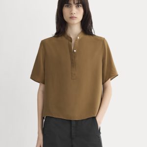 The Popover Top in Washable Silk | Toffee