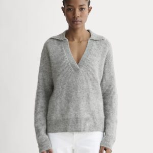 The Oversized Polo in Alpaca | Heather Stone Grey