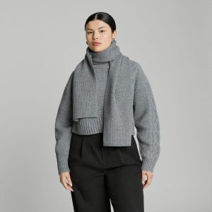 The Felted Merino Waffle-Knit Scarf | Mid Heathered Grey