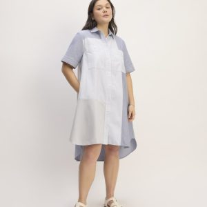 The Everlane x Marques' Almeida Patchwork Daytripper Dress | Blue Stripe Patchwork