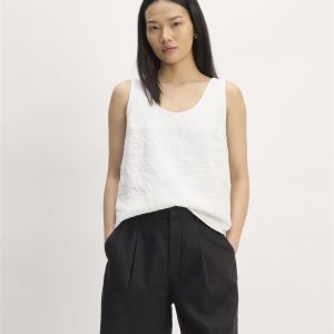 The Linen Eyelet Scoop-Neck Tank | White Eyelet