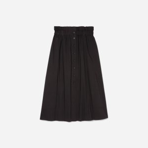 The Easy Button-Front Skirt | Black