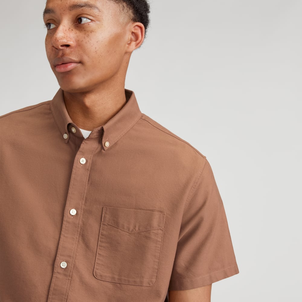 The Organic Short Sleeve Oxford Shirt | Carob Brown - Image 4