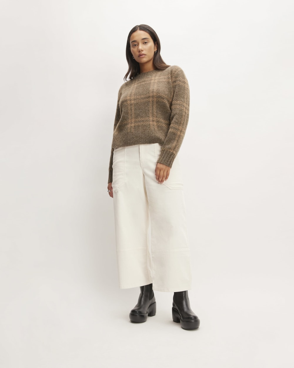 The Alpaca Cropped Crewneck Sweater | Cocoa / Tiger's Eye - Image 3