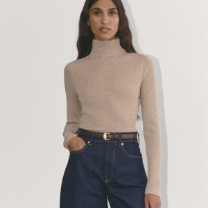 The Turtleneck in Lurex Merino | Rose Gold
