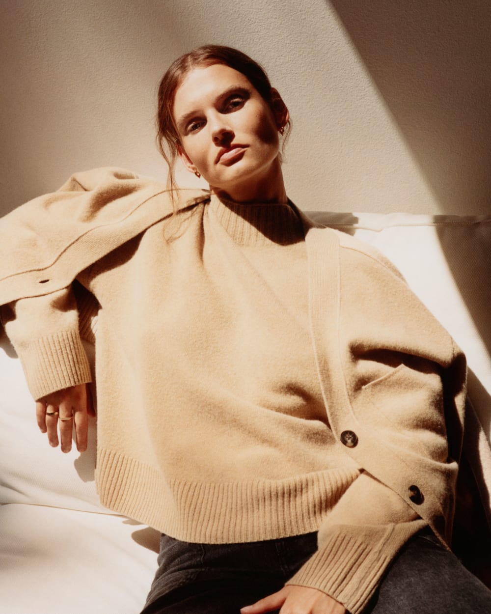 The Good Merino Wool Cardigan | Light Camel / Dark Oat - Image 7