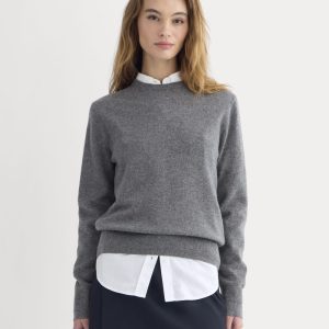 Cashmere Slim Crew Sweater | Heather Charcoal