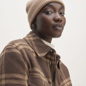 The Cashmere Fine Rib Beanie | Heathered Woodsmoke