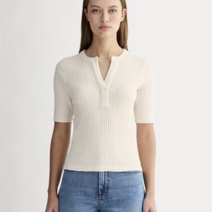 The Rib-Knit Short-Sleeve Henley | Bone