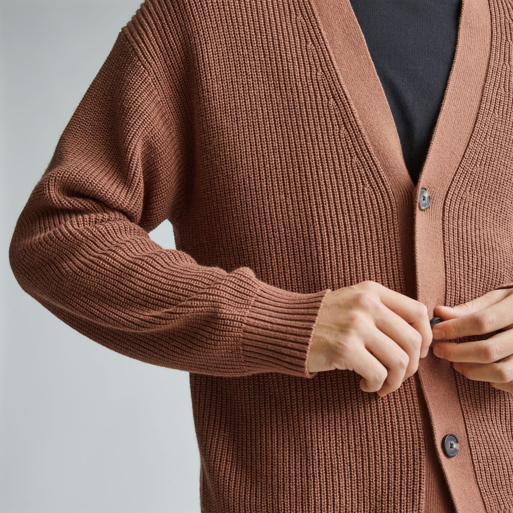 The No-Sweat Ribbed Cardigan | Carob Brown - Image 4