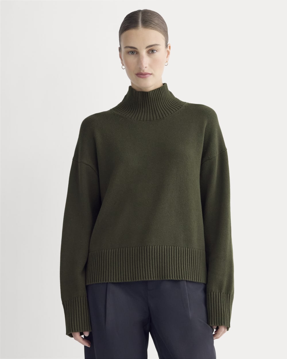 The Boxy Turtleneck in Everyday Cotton | Dark Green