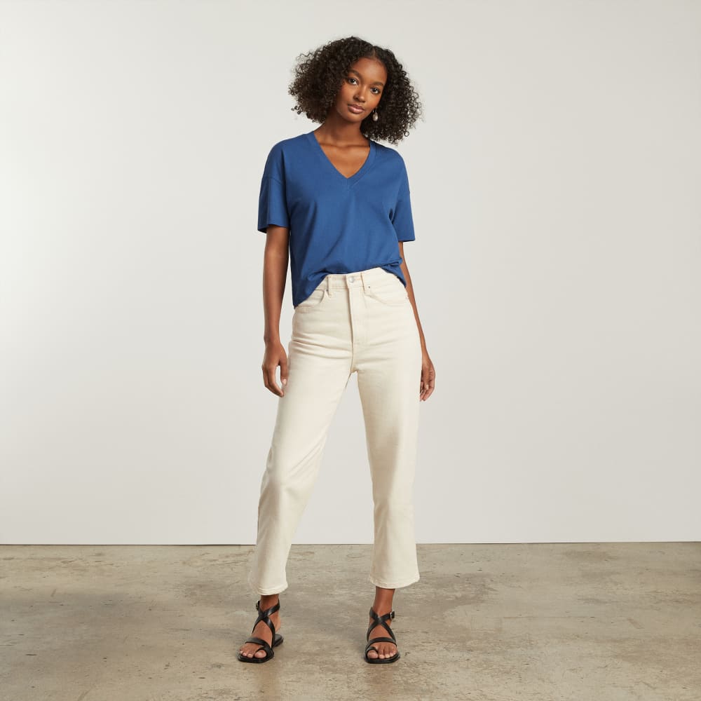 The Organic Cotton Slouchy V-Neck | Deep Blue - Image 4