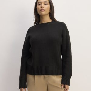 The Cotton Honeycomb Square Crew | Black