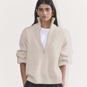 The Half-Zip Sweater in Luxe Merino | Heathered Oat