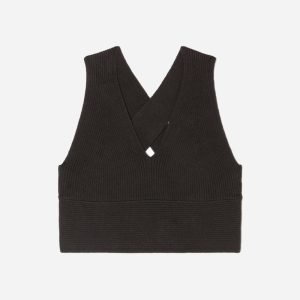 The Cross-Back Cropped Sweater Top | Black
