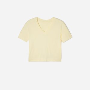 The Organic Cotton Slouchy V-Neck | Pastel Yellow
