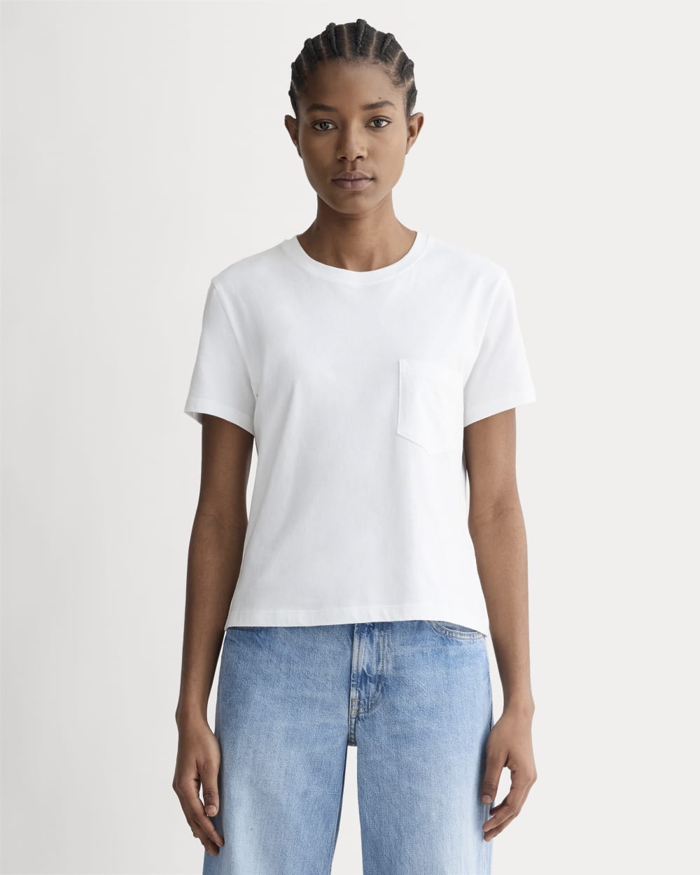 The Box-Cut Tee in Essential Cotton | White | Pocket