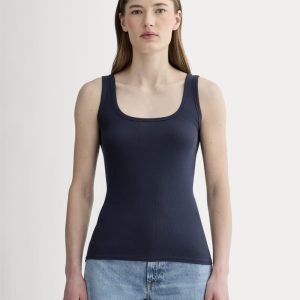 The Luxe Rib?Square-Neck Tank | Navy
