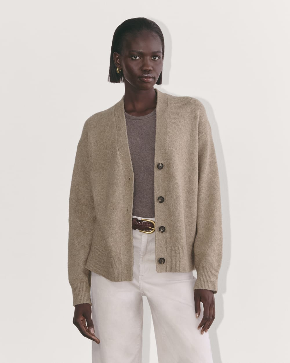 The Cocoon Cardigan in Plush Cotton | Heather Taupe