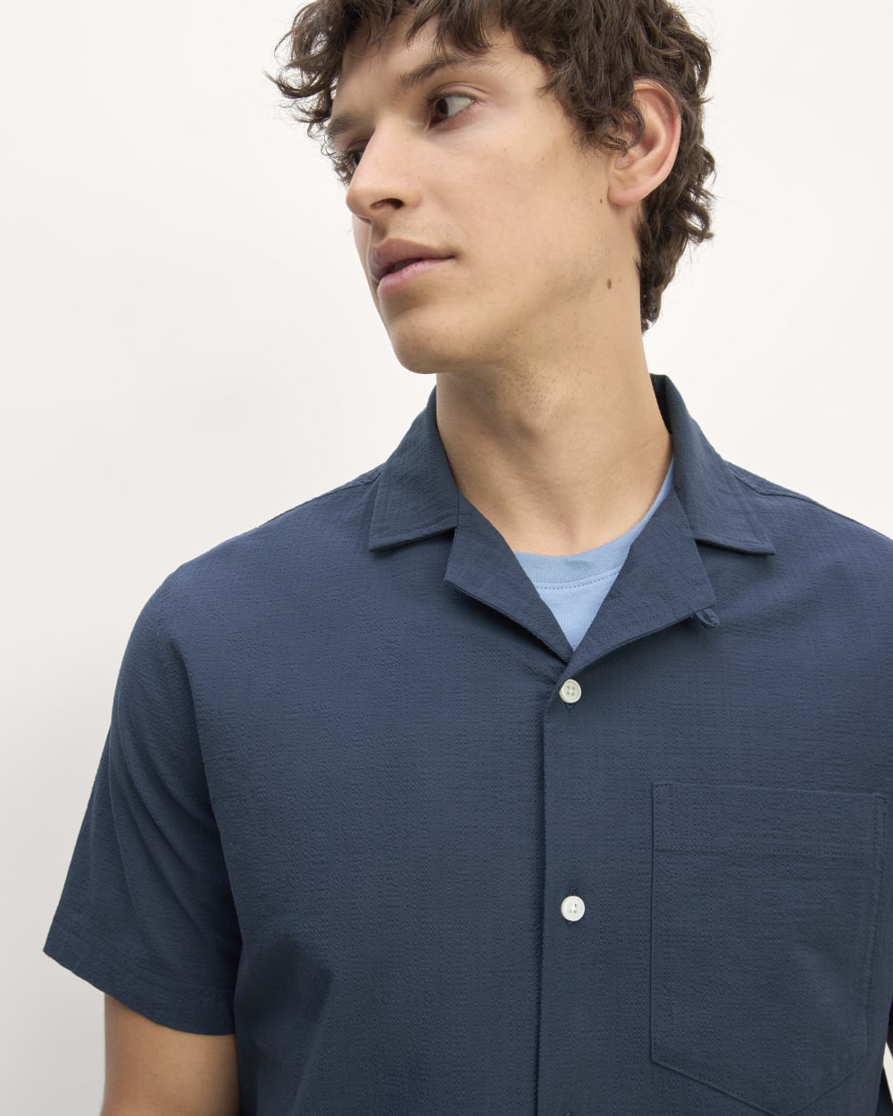 The Seersucker Short-Sleeve Shirt | Deep Blue - Image 4
