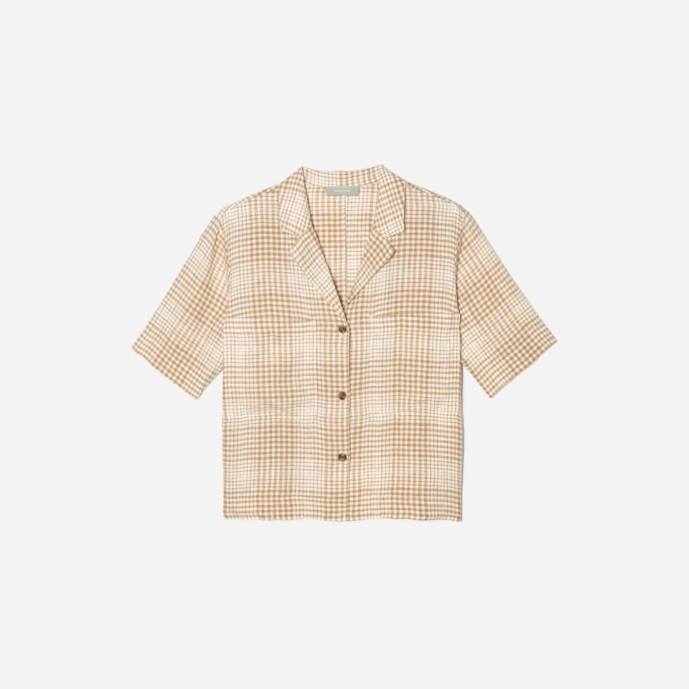 The Linen Workwear Shirt | Iced Coffee Grid