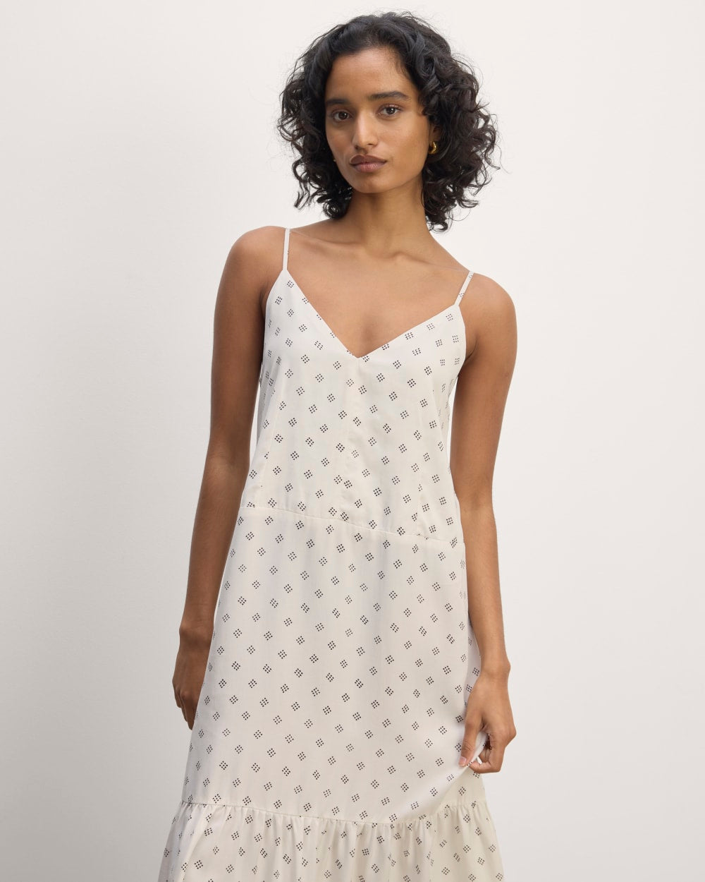 The Long Weekend Dress in Butterlite | Bone / Black Square Dot - Image 3