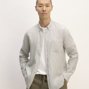 The Classic Shirt in Linen | Stone / White