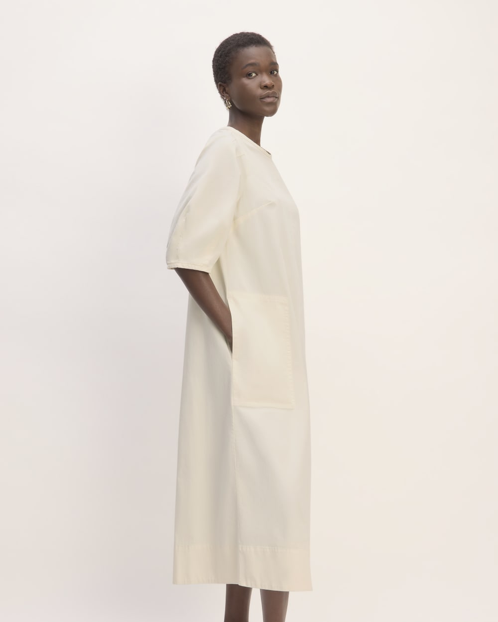 The Short-Sleeve Puff Midi Dress | Bone - Image 3