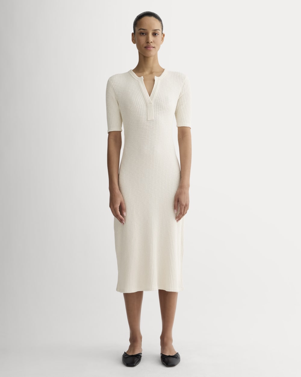 The Rib-Knit Henley Dress | Bone