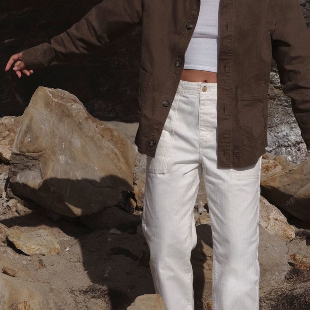 The Organic Cotton Herringbone Pant | Bone - Image 8