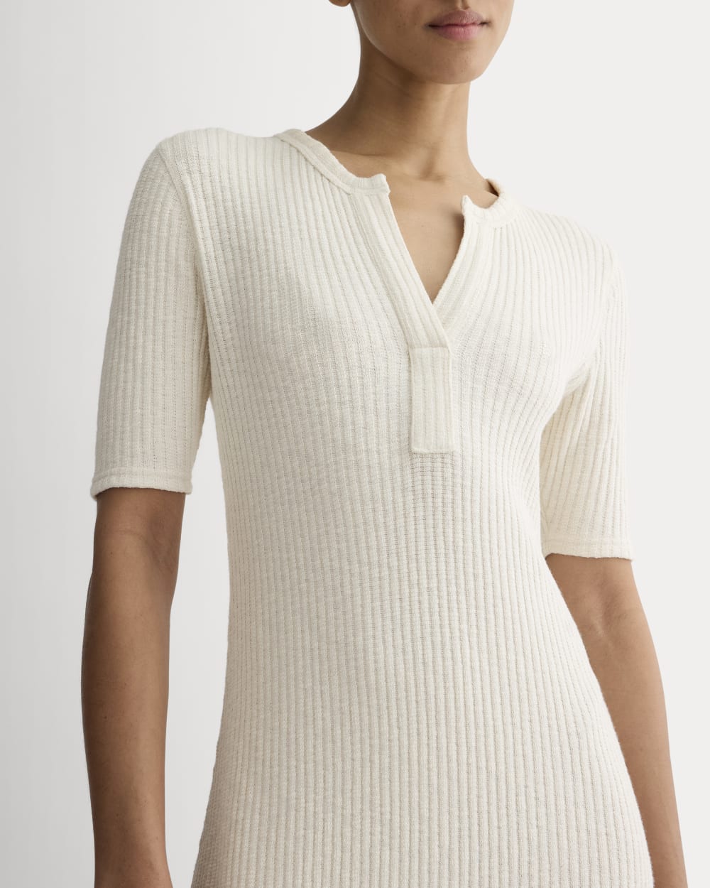 The Rib-Knit Henley Dress | Bone - Image 4