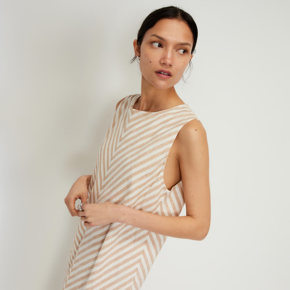 The Linen Bias Cut Dress | Bone / Caramel - Image 4
